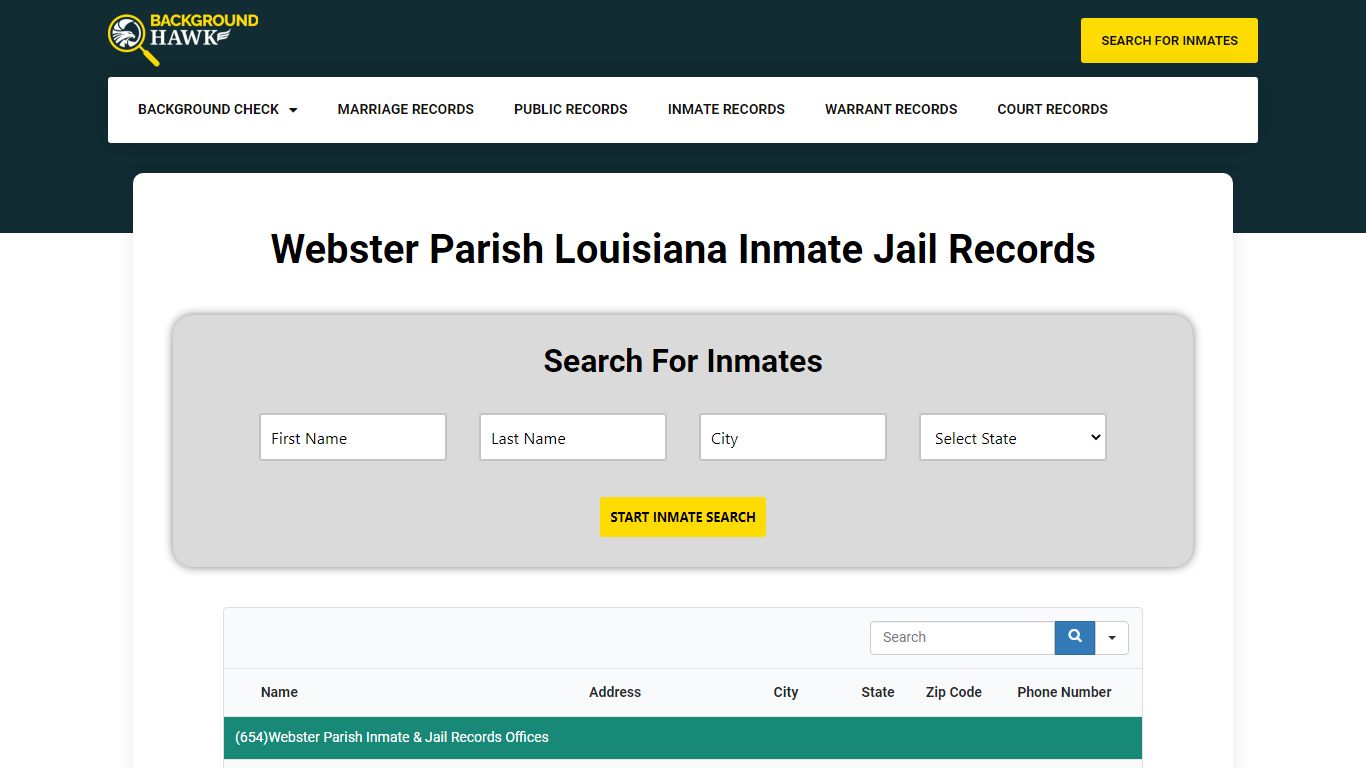 Inmate Jail Records in Webster Parish , Louisiana